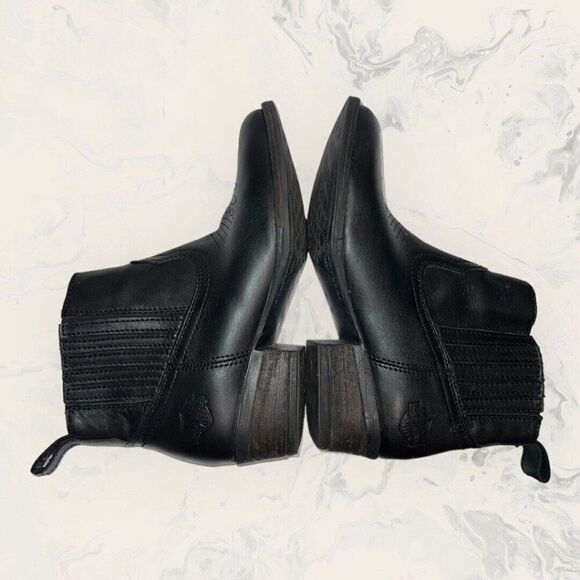 Harley Davidson Curwood Black Leather Biker Fashion Bootie Women’s Size 7.5M - Picture 5 of 8
